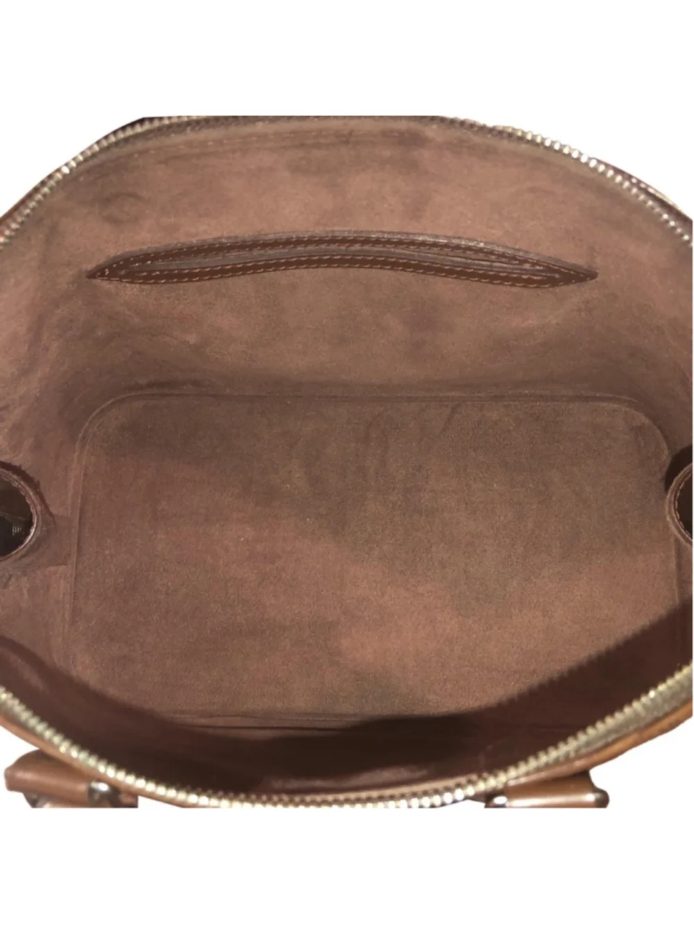 LOUIS VUITTON Moka Brown Epi Alma Hand Bag LV Leather Strap with Silver Hardware